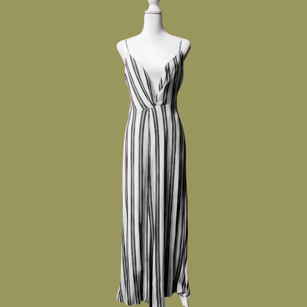 HYFVE HYFVE HYFVE Maxi Dress. Color; Navy, Tan & White Stripe